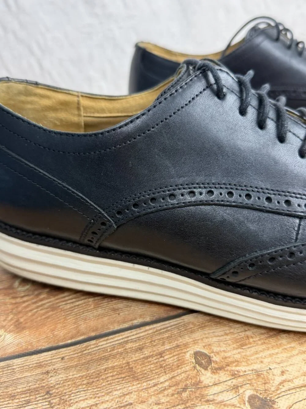 Cole Haan Men's 13 Black Leather Wingtip Oxford Brogue Dress Shoes OriginalGrand
